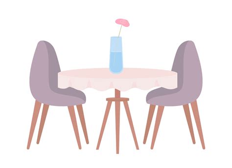 Mesa De Comedor Con Florero Objeto Vectorial De Color Semiplano