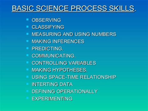 Science Process Skills Chart