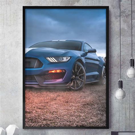 Quadro Decorativo Ford Mustang Azul Fran Adesivos De Parede