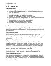 L East Week Lab Ideal Gas Law And Acids And Bases Docx Chem