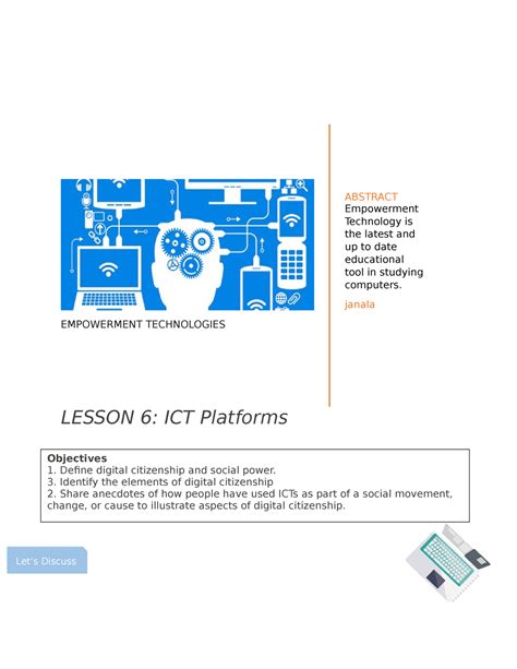 Final Term Empowerment Technologies Week 6 Module LESSON 6 ICT