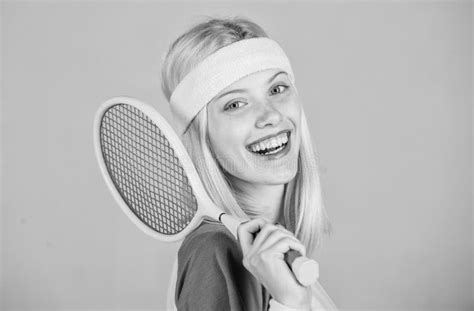 Girl Adorable Blonde Play Tennis Sport For Maintaining Health Stock Image Image Of Hold