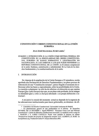 Constitución y orden constitucional en la Unión Europea