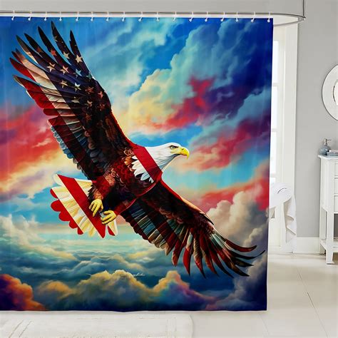 Yst American Flag Eagle Shower Curtain 3d Eagle Bathroom Shower Curtain