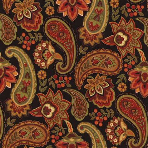 Black Large Paisley Fabric Yardage Marigold Collection