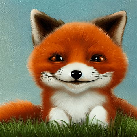 Happy Fluffy Baby Fox Nursery Art · Creative Fabrica