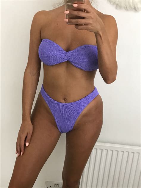Twist Bandeau Bikini In Lilac Crinkle Scrunch Super Stretchy Etsy