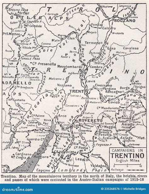 Vintage Map Of Trentino 1930s Editorial Photo Illustration Of Front