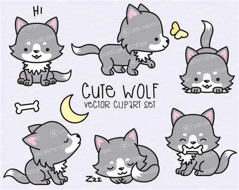 Wolf Clipart Vector Clipart Vector Art Cute Wolf Drawings Kawaii