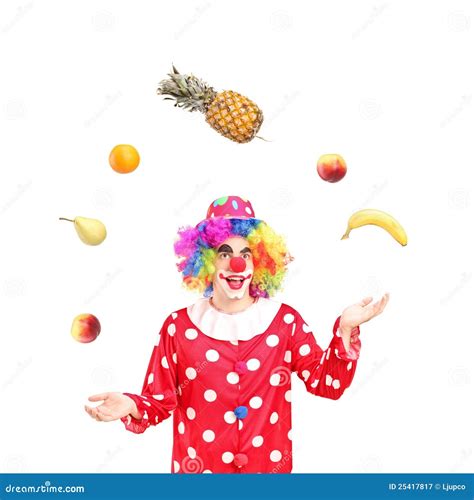 A Smiling Clown Juggling Fruits Stock Image Image Of Fruit Carnival