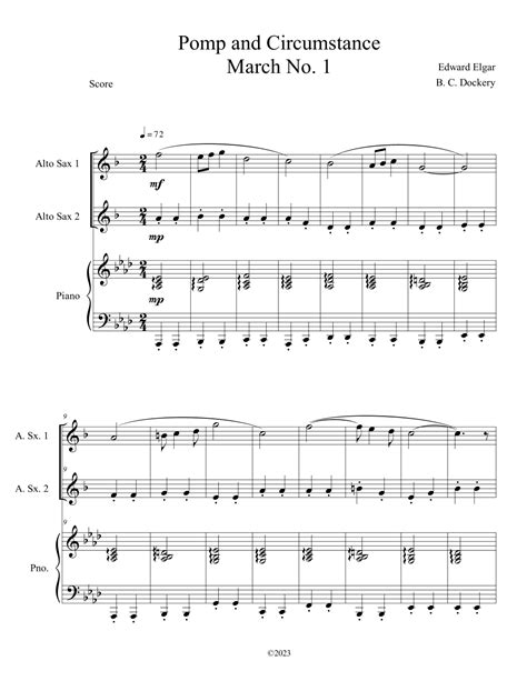 Pomp And Circumstance Alto Sax Duet With Piano Accompaniment Arr B