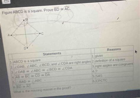 Solved Figure ABCD Is A Square Prove Overline BD Overline AC 4 What