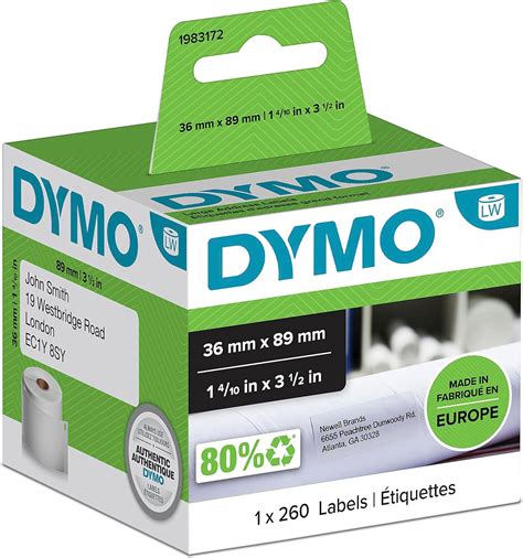 DYMO LW Etichette Per Indirizzi Grandi 36 Mm X 89 Mm Rotolo Da 260