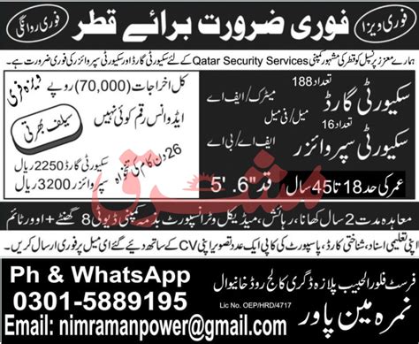 Nimra Manpower Qatar Jobs 2023 2024 Job Advertisement Pakistan