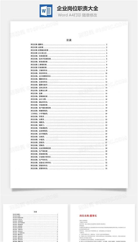 企业岗位职责大全word文档word模板免费下载编号91m7axj14图精灵