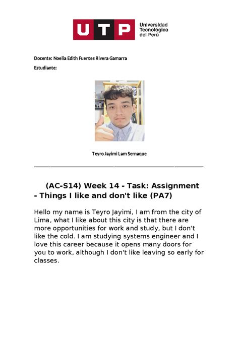 Week13Group 1 Ingles AC S14 Week 14 Task Assignment Things I