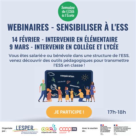 Les webinaires de la Semaine de l ESS à lÉcole L ESPER LEconomie