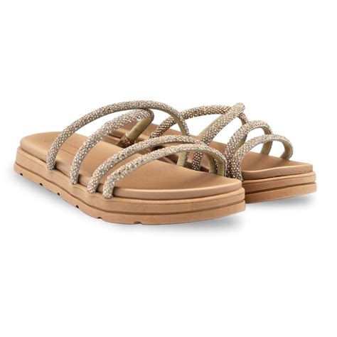 Rasteira Papete Moleca Feminina Tiras Strass Ouro Rosado Nude 5490 112 27690 Zona Franca