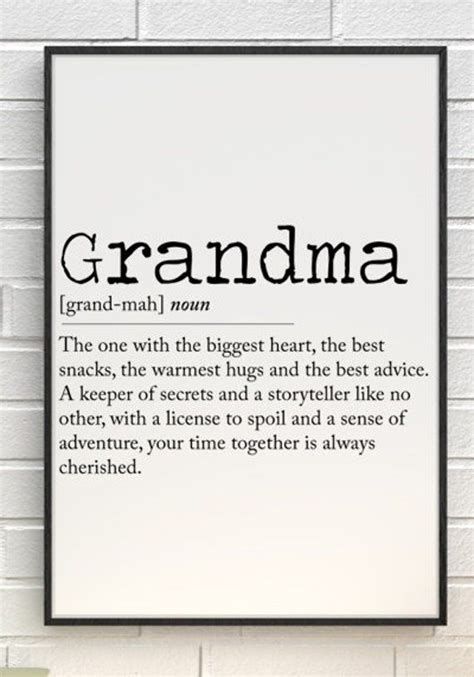 Personalised Grandma Print Grandma Meaning Grandma Definition Home