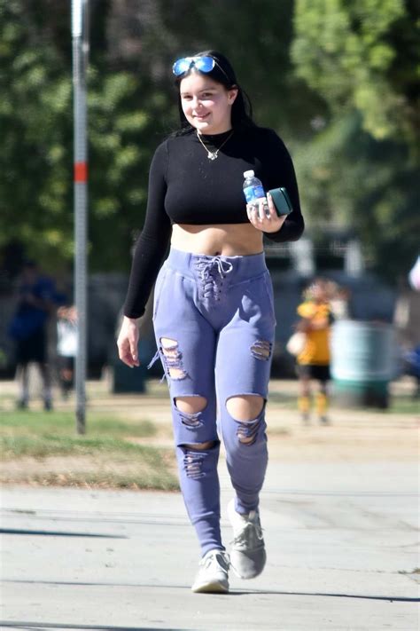 Ariel Winter Wears Black Crop Top And Ripped Sweatpants To A Local Soccer Game In Los Angeles