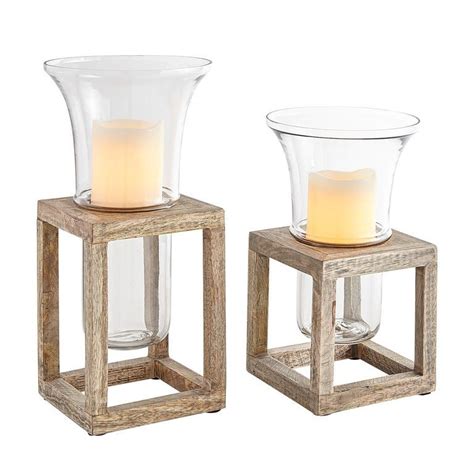 Wood And Glass Hurricane Candle Holder Glass Hurricane Candle Holder