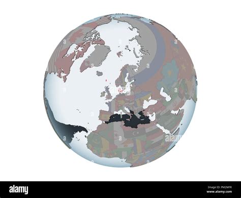 Denmark On Political Globe With Embedded Flag D Illustration Isolated