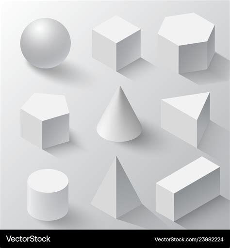 White Cube Cylinder Sphere And Cone Royalty Free Vector