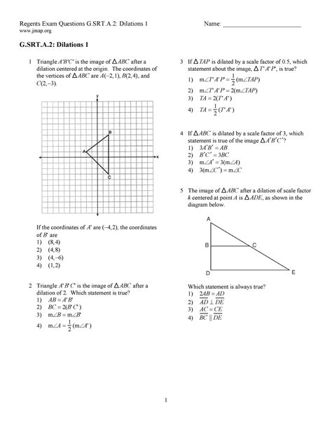 G SRT A 2 Dilations 1 Jmap G SRT A Dilations 1 1 Triangle A B C Is