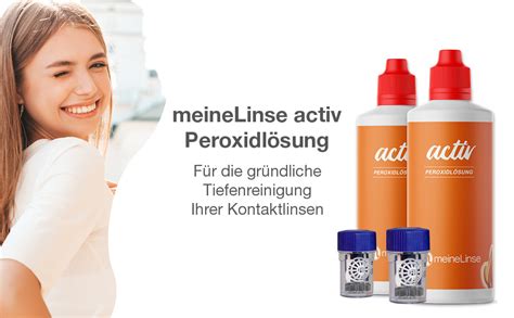 meineLinse activ Peroxidlösung Doppelpack 2 x 360ml + 2 Behälter - für ...
