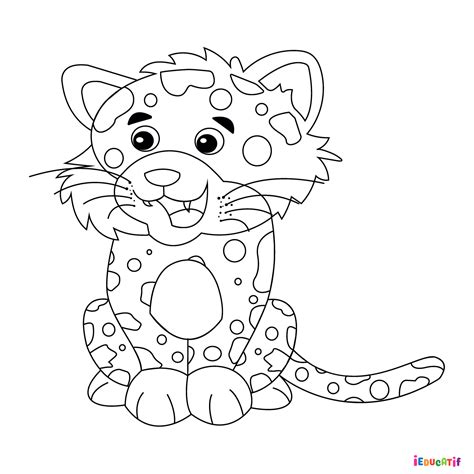 Coloriage Kawaii jaguar à imprimer