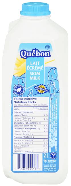 Lait Blanc écrémé Québon