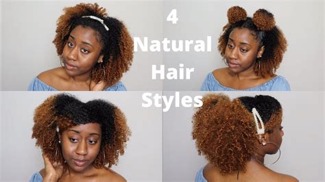 4 Easy Natural Hairstyles 3c 4a Low Porosity Hair Youtube