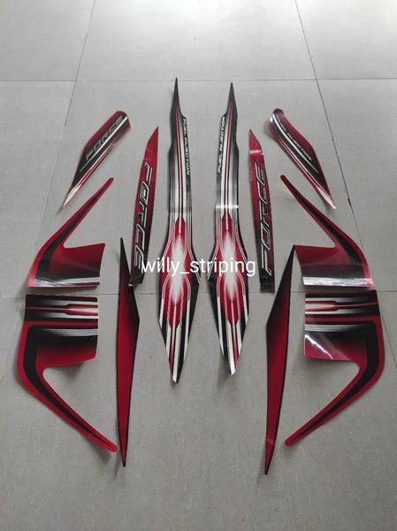 Jual Striping Sticker Lis Body Yamaha Vega Force Hitam Merah