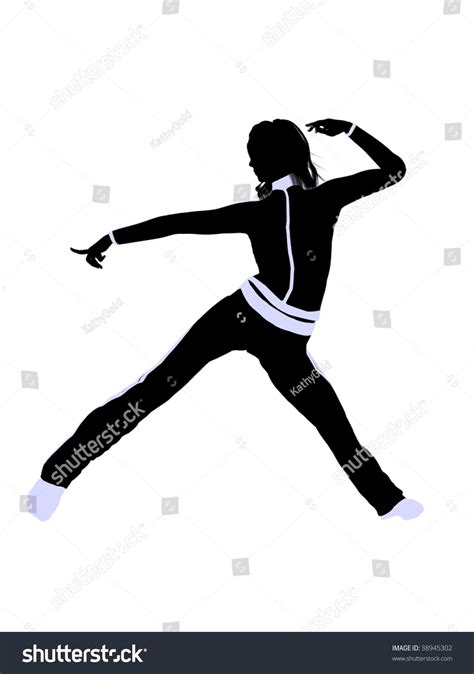 Female Urban Dancer Silhouette On A White Background Stock Photo