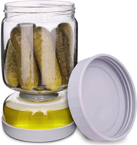 Homnoble Glass Pickle Jar With Strainer Hourglass Pickle And Olive Jar