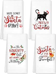 Amazon Vansolinne Cat Christmas Kitchen Towels Decorative Holiday