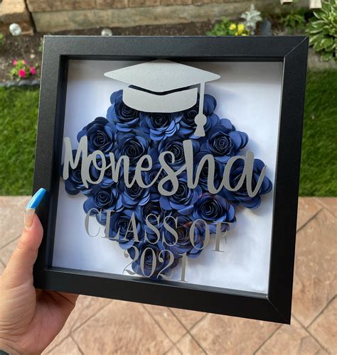 Graduation Cap Flower Shadow Box Assorted Paper Flower Box Etsy