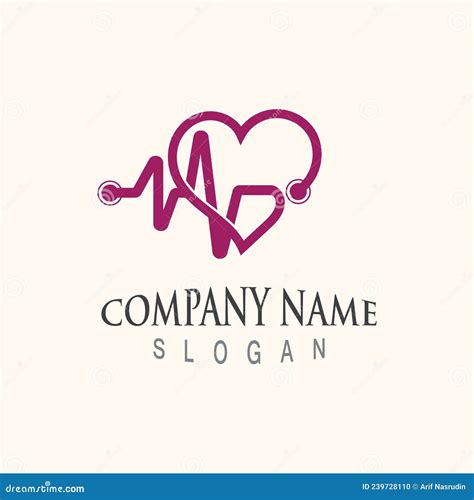 Cardiography Heart Beat With Love Logo Design Inspiration Stock