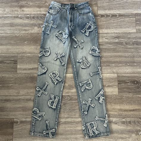 Racer Worldwide Washed Ice Patch Jeans - Depop