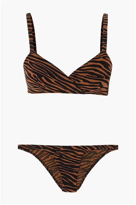LISA MARIE FERNANDEZ Yasmin Zebra Print Stretch Crepe Triangle Bikini