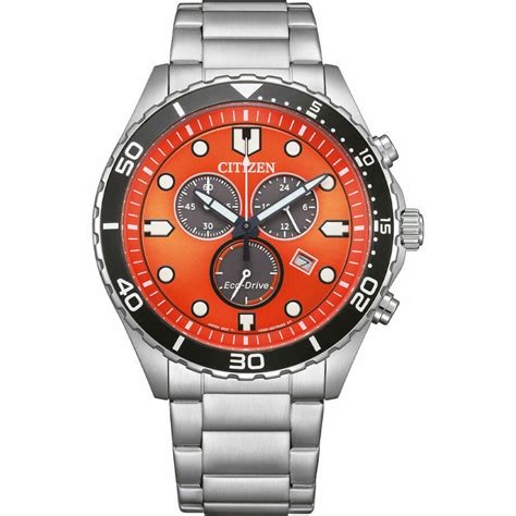 Orologio Citizen Sport Cronografo Eco Drive Quadrante Arancione