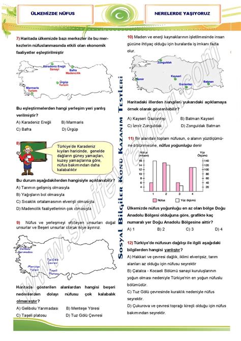 7 Sinif Sosyal Bilgiler 2 Unite Ulkemizde Nufus Nerede Yasiyoruz 1