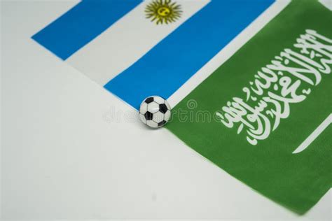 Argentina Vs Saudi Arabia Football Match With National Flags Stock