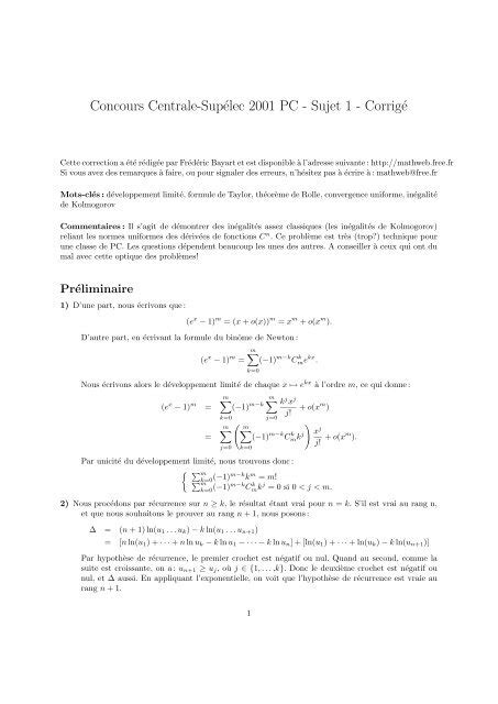 Concours Centrale Sup Lec Pc Sujet Corrig Bibmath