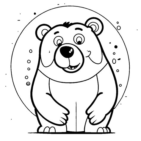 Cute Cartoon Brown Bear Coloring Page Lulu Pages