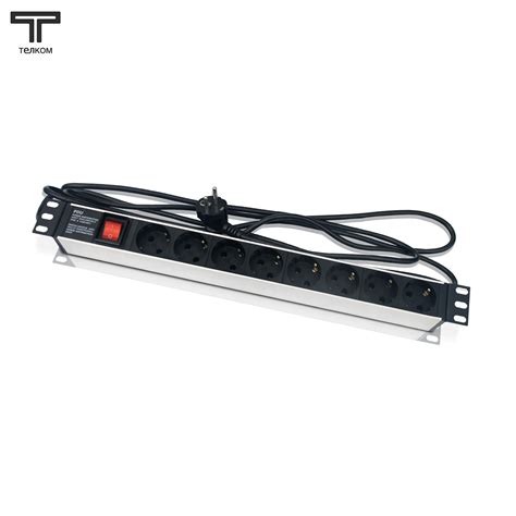 ТЕЛКОМ LX-PDU07 (PDU-8P-2м) блок евророзеток для 19" шкафов, 8 розеток ...