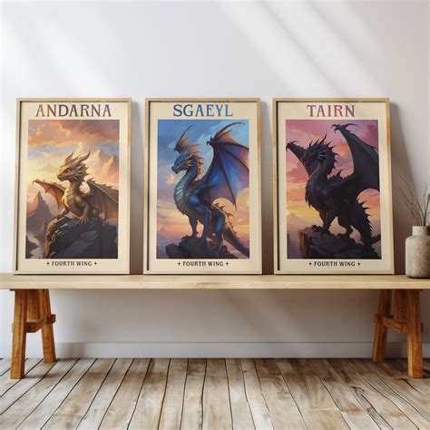 Fourth Wing Dragon Poster Set, Tairn Poster, Andarna Poster, Sgaeyl Po