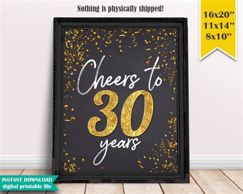 Cheers And Beers To 30 Years Printable Sign 30th Birthday Etsy