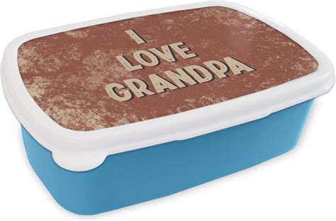 Broodtrommel Blauw Lunchbox Brooddoos I Love Grandpa Spreuken