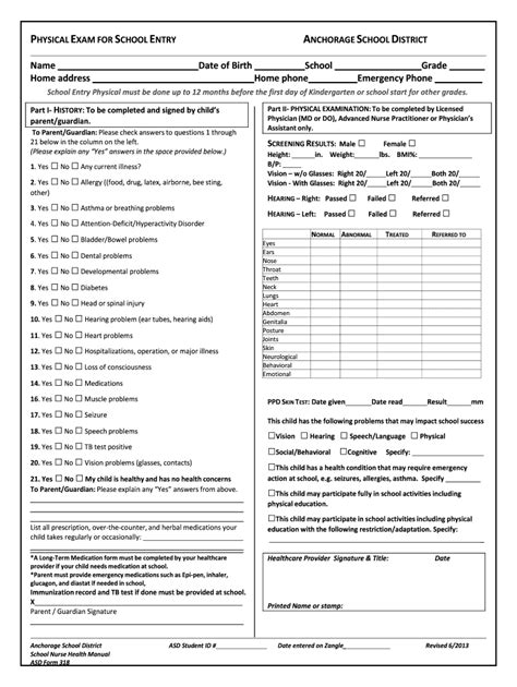 Fillable Online Fillable Online Kindergarten Physical Form Asd The Fax Email Print